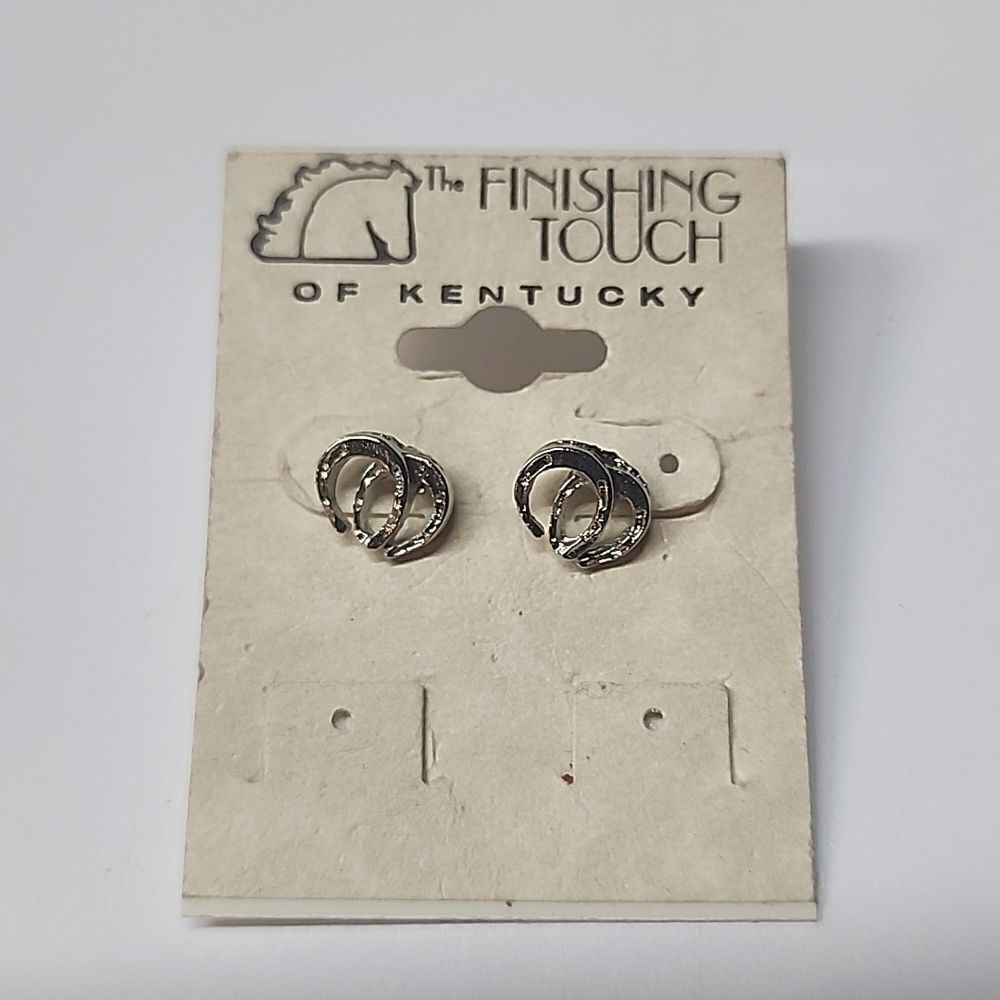 The Finishing Touch of Kentucky Double Horseshoe Silver Tone Earrings